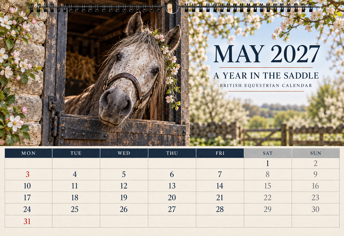 2027 A Year in the Saddle British Equestrian Wall Calendar | A4 Calendar for Horse Lovers