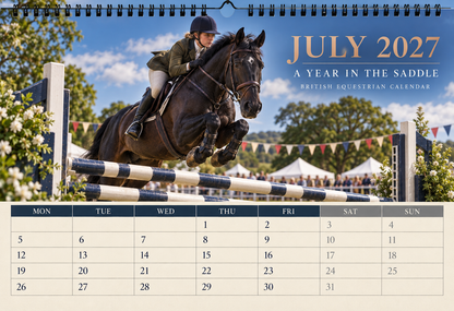2027 A Year in the Saddle British Equestrian Wall Calendar | A4 Calendar for Horse Lovers