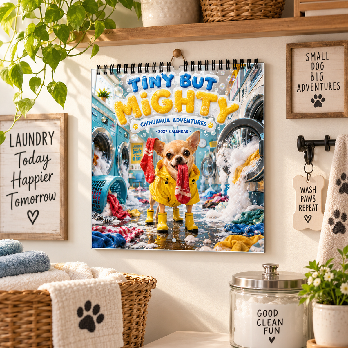 Tiny But Mighty 2027 Wall Calendar – 12-Month Chihuahua Adventures Calendar, Funny Small Dog Scenes Hanging Planner for Chihuahua & Dog Lovers