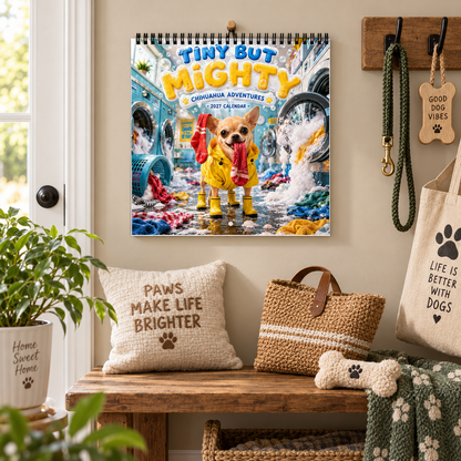 Tiny But Mighty 2027 Wall Calendar – 12-Month Chihuahua Adventures Calendar, Funny Small Dog Scenes Hanging Planner for Chihuahua & Dog Lovers