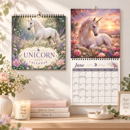 Mystical Unicorn 2027 Wall Calendar – 12-Month Fantasy Unicorn Calendar, Enchanted Flower Forest Hanging Planner for Fantasy, Unicorn & Home Decor Lovers