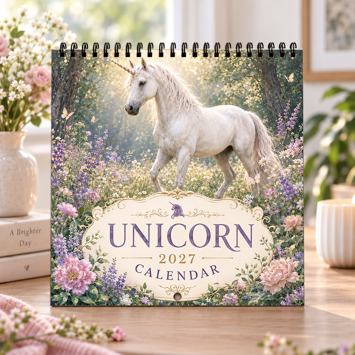 Mystical Unicorn 2027 Wall Calendar – 12-Month Fantasy Unicorn Calendar, Enchanted Flower Forest Hanging Planner for Fantasy, Unicorn & Home Decor Lovers