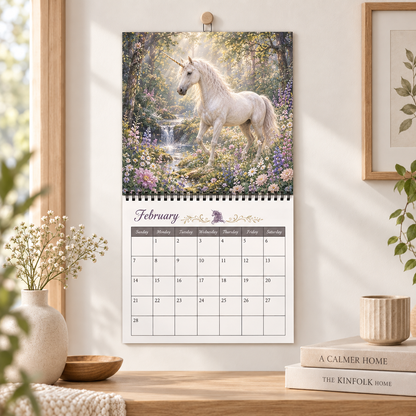 Mystical Unicorn 2027 Wall Calendar – 12-Month Fantasy Unicorn Calendar, Enchanted Flower Forest Hanging Planner for Fantasy, Unicorn & Home Decor Lovers