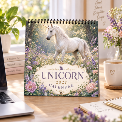 Mystical Unicorn 2027 Wall Calendar – 12-Month Fantasy Unicorn Calendar, Enchanted Flower Forest Hanging Planner for Fantasy, Unicorn & Home Decor Lovers