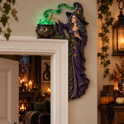 🧙♀️Enchanted Witch Door Topper – Mystical Gothic Witch Decor, Halloween Door Frame Ornament, Magical Dark Fairy Tale Home Decor for Indoor & Halloween Display