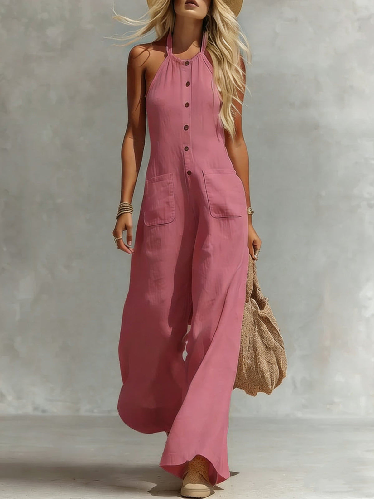 Breezy Halter Wide-Leg Jumpsuit