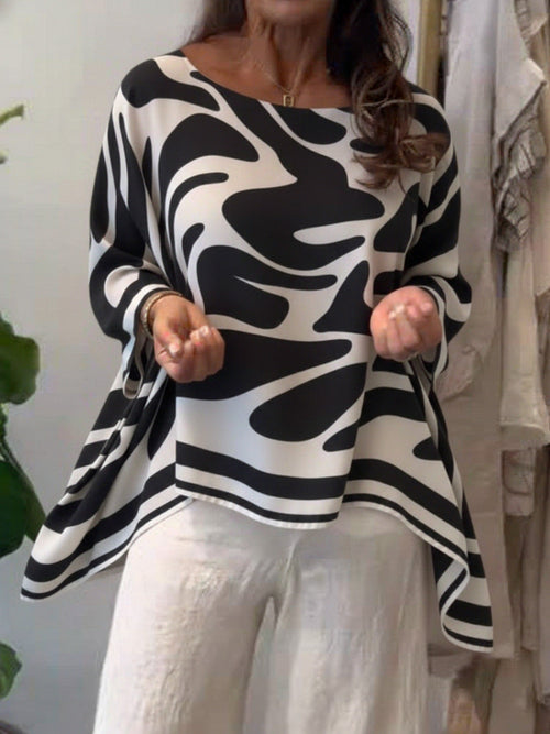 Loose-fitting Casual Printed Chiffon Top