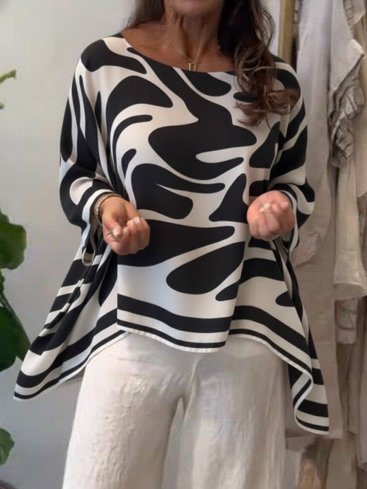 Loose-fitting Casual Printed Chiffon Top
