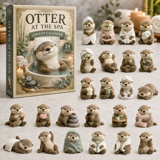 CHRISTMAS KICKOFF 49% OFF - Otter At Spa Advent Calendar 2026 - 24-Day Festive Countdown, Acrylic Charms Blind Box - Gift For Otter Lovers