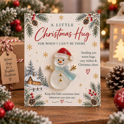 A Little Christmas Hug Sea Glass Keepsake Card – Handmade Holiday Gift With A Touch Of Love