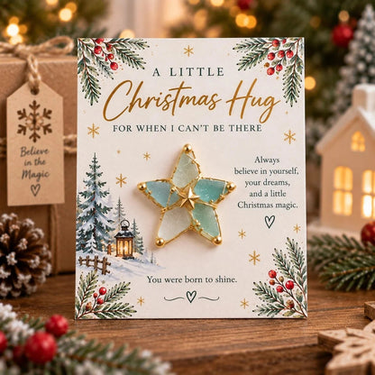 A Little Christmas Hug Sea Glass Keepsake Card – Handmade Holiday Gift With A Touch Of Love