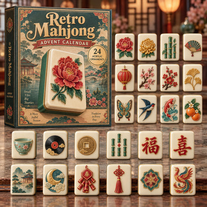 CHRISTMAS KICKOFF 49% OFF - Retro Mahjong Advent Calendar 2026 - 24-Day Festive Countdown, Acrylic Charms Blind Box - Gift For Mahjong Lovers AC0NT277
