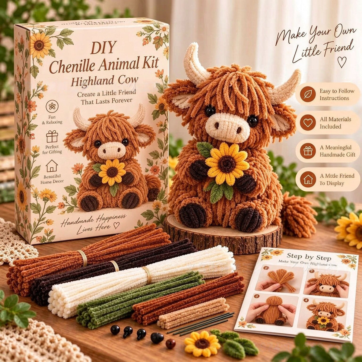 🐿️DIY Chenille Animal Kit, Make Your Own Woodland Friend Craft Set