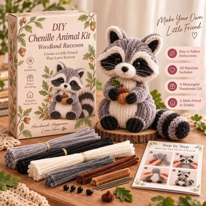 🐿️DIY Chenille Animal Kit, Make Your Own Woodland Friend Craft Set