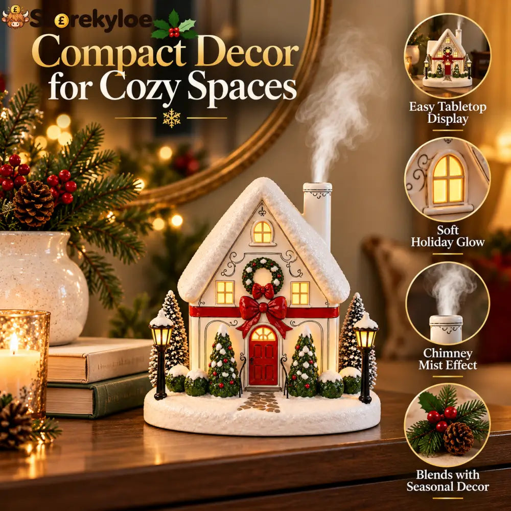 🎄 A Christmas Cottage That Comes to Life – Light-Up Aroma Diffuser with Chimney Mist
