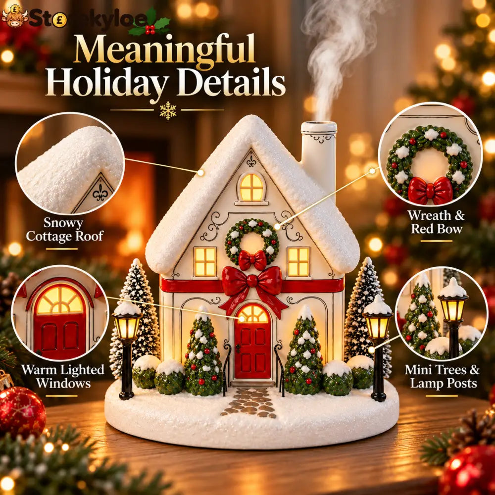 🎄 A Christmas Cottage That Comes to Life – Light-Up Aroma Diffuser with Chimney Mist