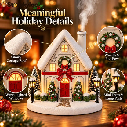 🎄 A Christmas Cottage That Comes to Life – Light-Up Aroma Diffuser with Chimney Mist