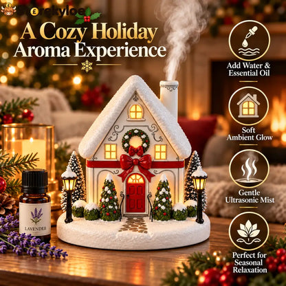 🎄 A Christmas Cottage That Comes to Life – Light-Up Aroma Diffuser with Chimney Mist