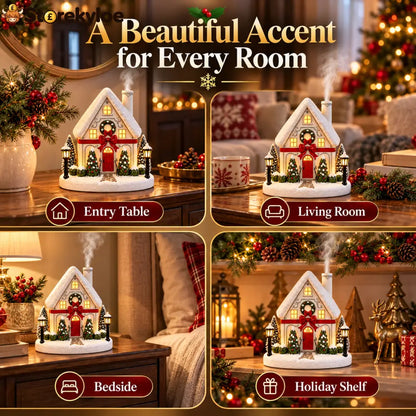 🎄 A Christmas Cottage That Comes to Life – Light-Up Aroma Diffuser with Chimney Mist