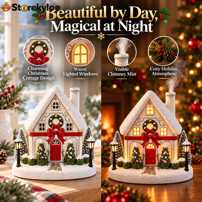 🎄 A Christmas Cottage That Comes to Life – Light-Up Aroma Diffuser with Chimney Mist