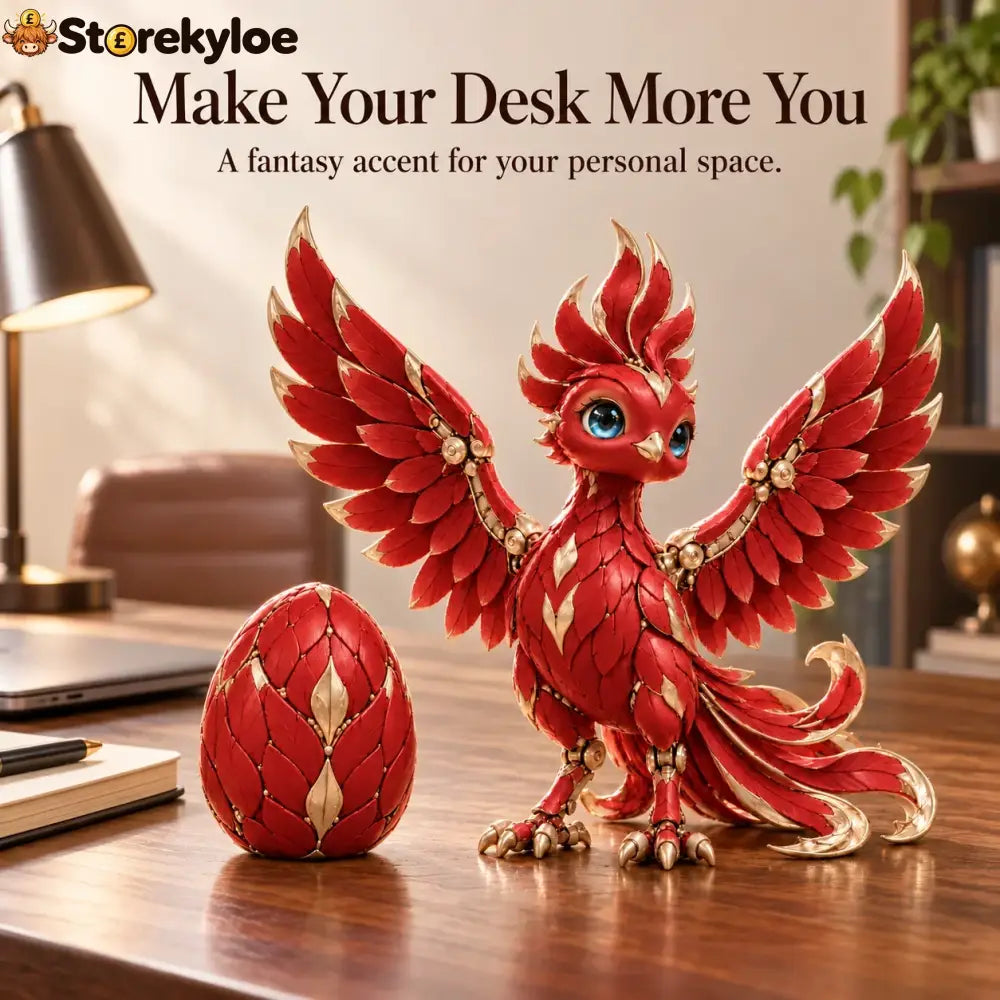 ✨ A Little Everyday Wonder | Red & Gold Phoenix Figurine for Shelves & Desks