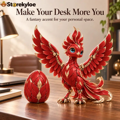 ✨ A Little Everyday Wonder | Red & Gold Phoenix Figurine for Shelves & Desks