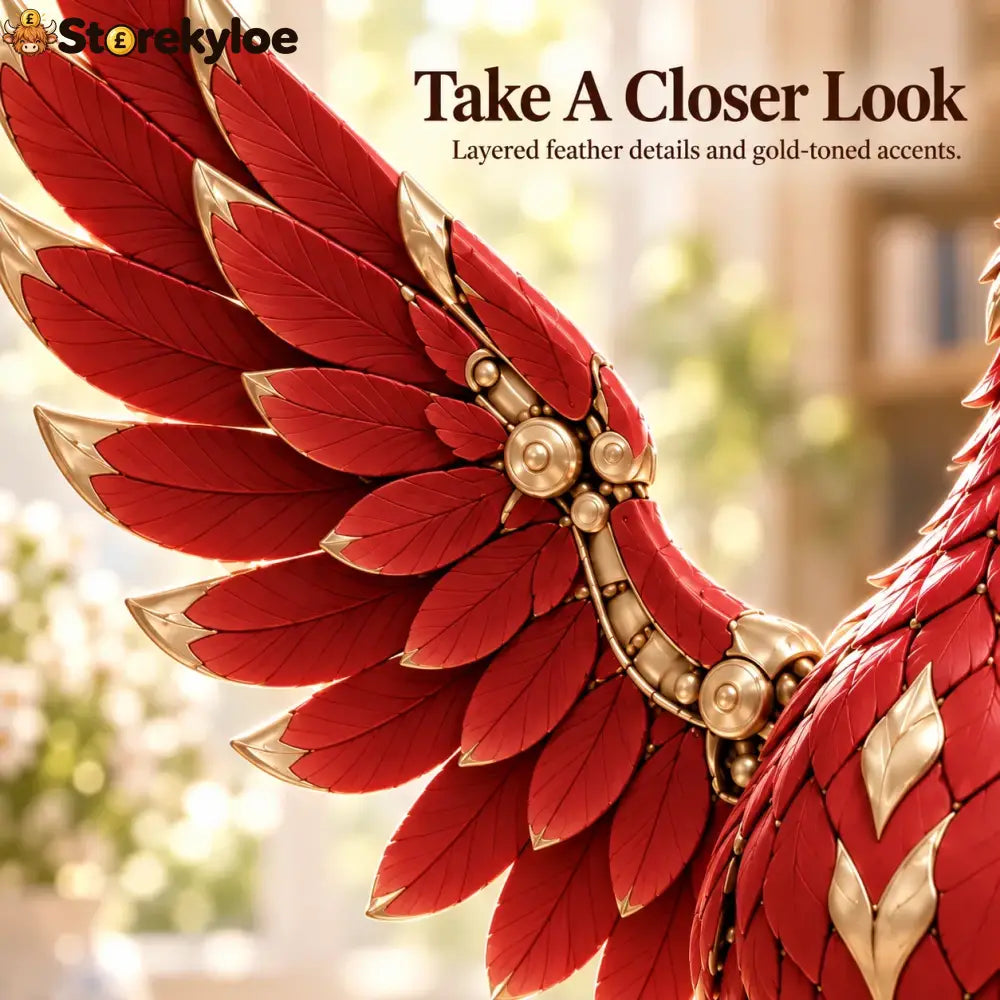 ✨ A Little Everyday Wonder | Red & Gold Phoenix Figurine for Shelves & Desks