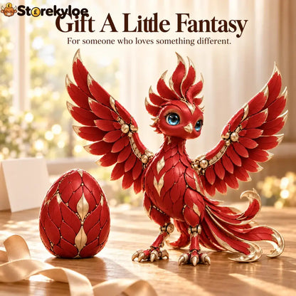 ✨ A Little Everyday Wonder | Red & Gold Phoenix Figurine for Shelves & Desks