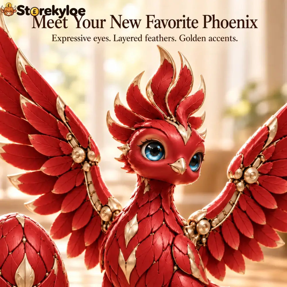 ✨ A Little Everyday Wonder | Red & Gold Phoenix Figurine for Shelves & Desks
