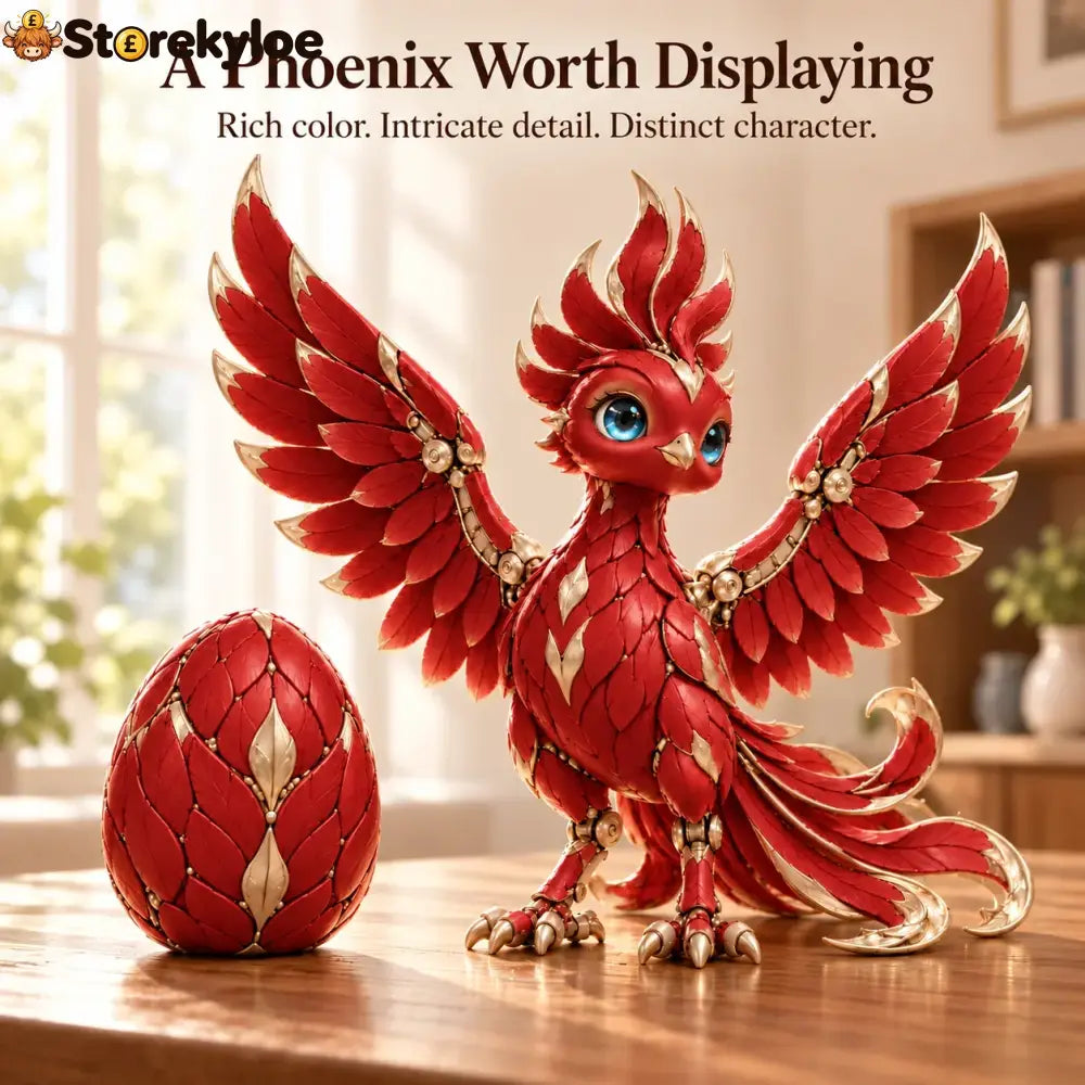 ✨ A Little Everyday Wonder | Red & Gold Phoenix Figurine for Shelves & Desks