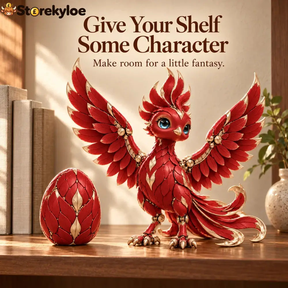✨ A Little Everyday Wonder | Red & Gold Phoenix Figurine for Shelves & Desks