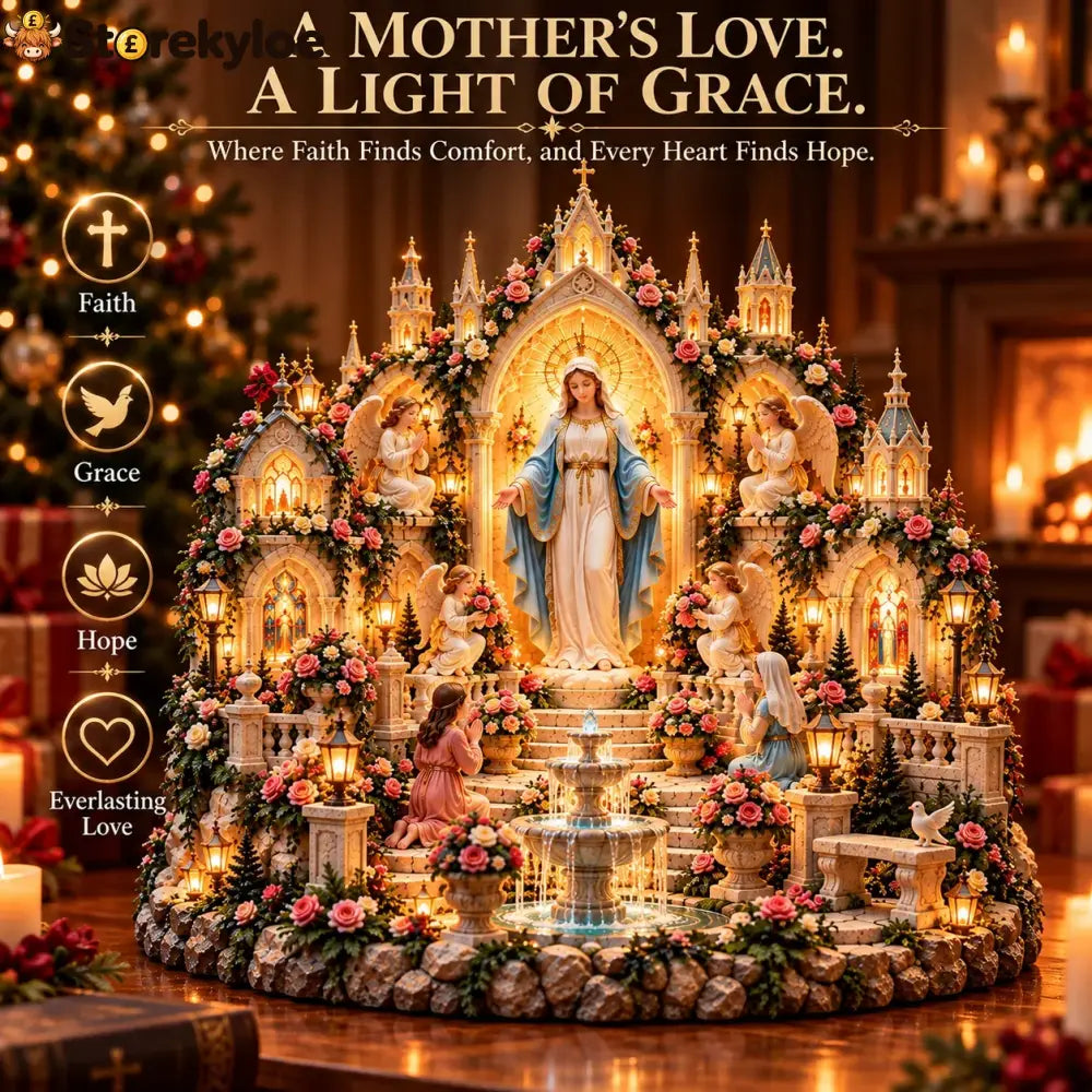 🌹 A Mother’s Love A Light of Grace ✨ Virgin Mary LED Sanctuary – Faith Hope & Everlasting Love