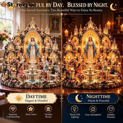 🌹 A Mother’s Love A Light of Grace ✨ Virgin Mary LED Sanctuary – Faith Hope & Everlasting Love