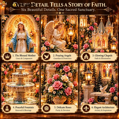 🌹 A Mother’s Love A Light of Grace ✨ Virgin Mary LED Sanctuary – Faith Hope & Everlasting Love