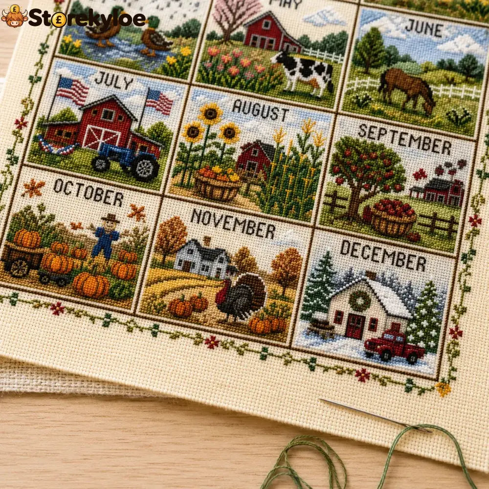 A Year in Stitches – 12-Month Seasonal Cross Stitch Kit - 节日装饰、diy类