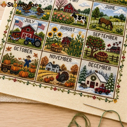 A Year in Stitches – 12-Month Seasonal Cross Stitch Kit - 节日装饰、diy类