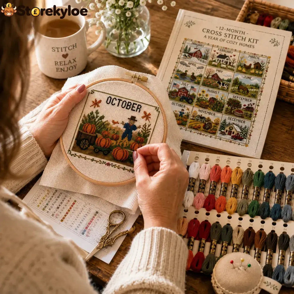 A Year in Stitches – 12-Month Seasonal Cross Stitch Kit - 节日装饰、diy类