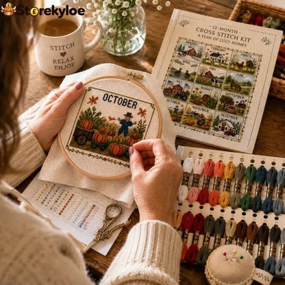 A Year in Stitches – 12-Month Seasonal Cross Stitch Kit - 节日装饰、diy类
