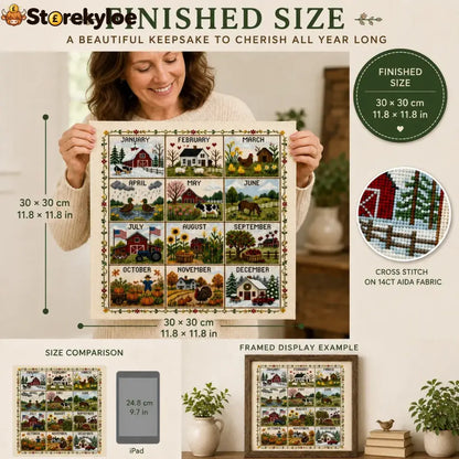 A Year in Stitches – 12-Month Seasonal Cross Stitch Kit - 节日装饰、diy类