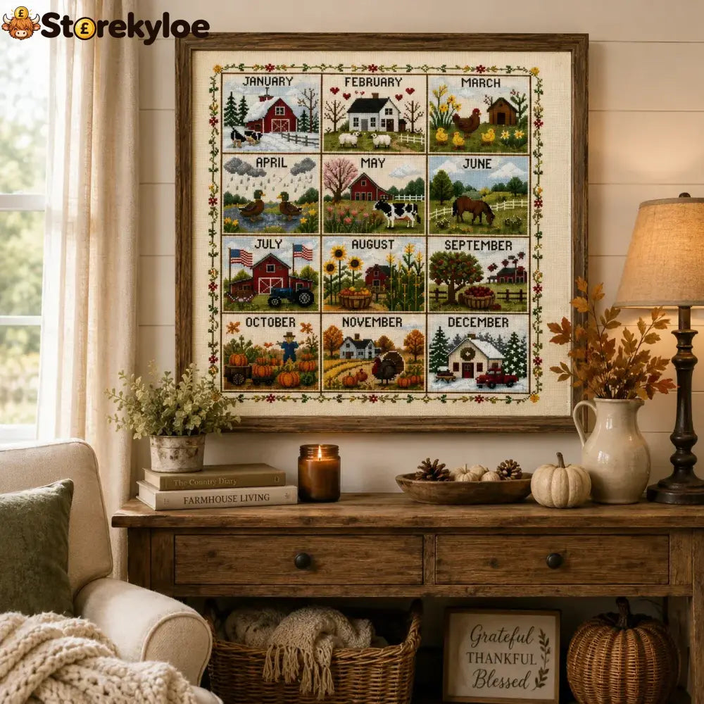 A Year in Stitches – 12-Month Seasonal Cross Stitch Kit - 节日装饰、diy类