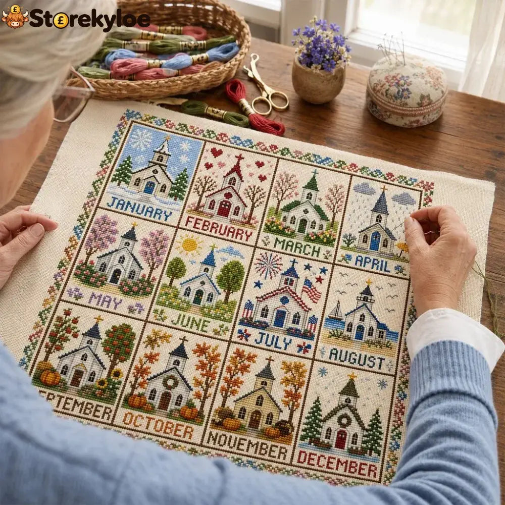 A Year in Stitches – 12-Month Seasonal Cross Stitch Kit - 节日装饰、diy类