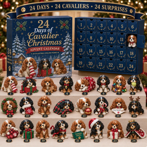 CHRISTMAS KICKOFF 49% OFF - 2026 Days of Cavalier Christmas Advent Calendar - 24‑Day Festive Countdown, Cavalier King Charles Spaniel Themed Collectible Miniatures Blind Box - Gift For Dog Lovers
