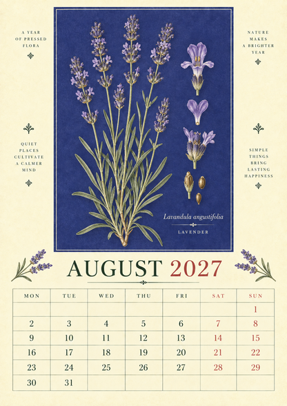 🌿 Botanical Specimens 2027 Wall Calendar – A Year of Pressed Flora