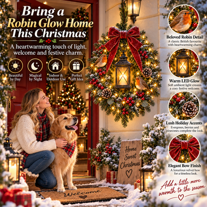 ✨Last Day 49% OFF✨🐦 A Robin Glow™ – Lighted Robin Christmas Wreath