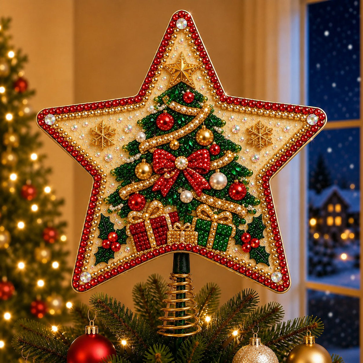 🎉 Pearl Diamond Art Christmas Tree Topper DIY Kit