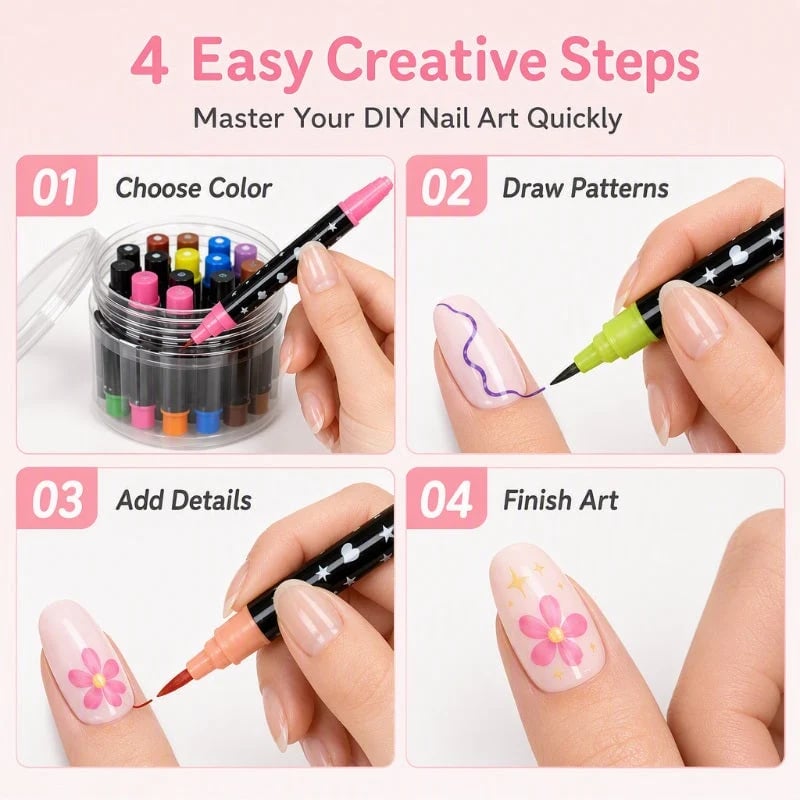 📢📢48% OFF !!⏰24 Colors Dual Ended Nail Art Pens Set🪄🎨