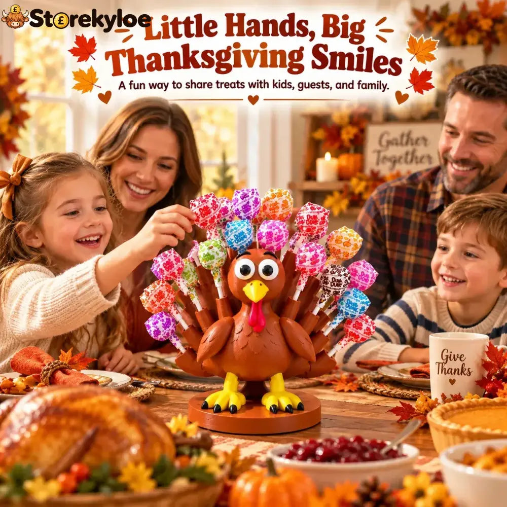 🦃🍭 Adorable Thanksgiving Turkey Lollipop Holder – Festive Candy Display Holiday Table Decor & Party Favor 🎁 - Buy 1