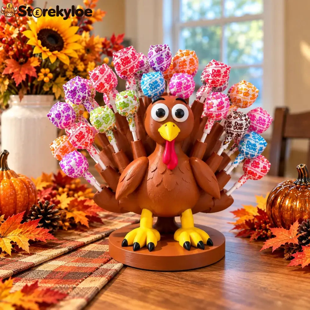 🦃🍭 Adorable Thanksgiving Turkey Lollipop Holder – Festive Candy Display Holiday Table Decor & Party Favor 🎁 - Buy 1