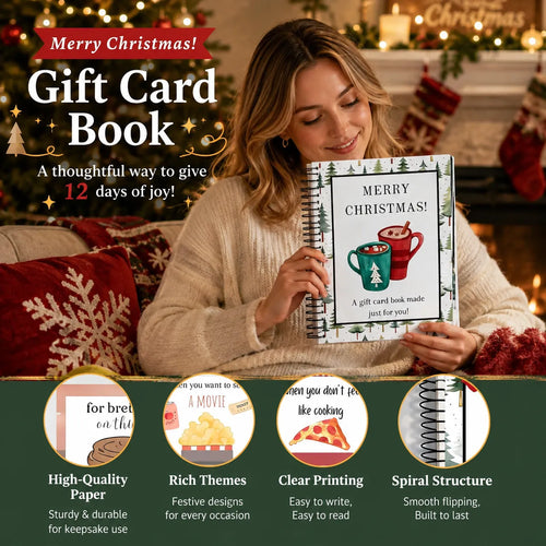 🔥🎁48% OFF!!!-Ready for Christmas!🎅Christmas Gift Card Booklet -👍DIY Spiral-Bound Christmas Gift Card Holder Book-C