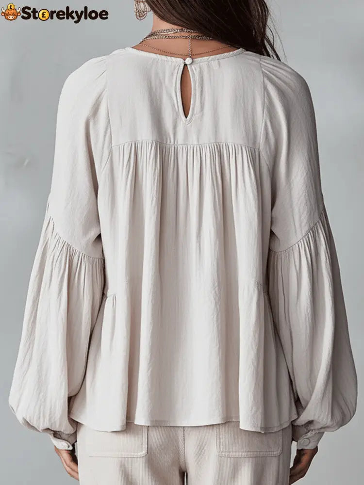Airy Vintage-Inspired Ruffle Soft Ruffle Bohemian Blouse